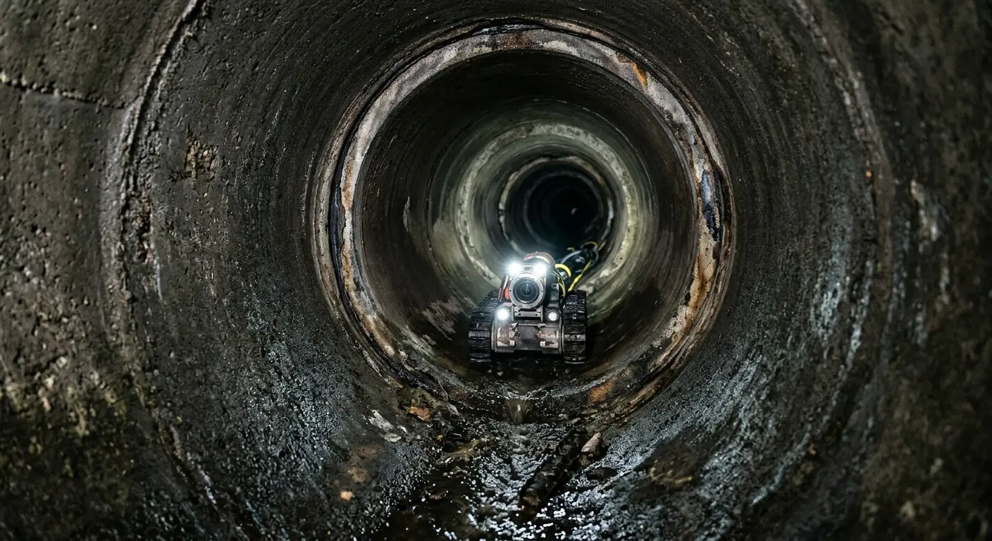 Robotic sewer camera inspecting pipe interior for Sewer Line Repair in West Little River